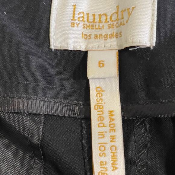 Laundry by Shelli Segal Black Straight Leg Cotton Trouser Dress Pants 6 - Picture 8 of 13